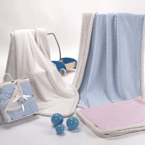 Mora BABY BLANKET Mora Baby Blanket Topitos Sherpa 110x140 Super Soft Azul/Blue (7091588989017)