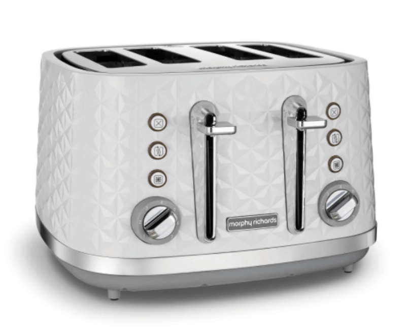 Morphy Richards TOASTER Morphy Richards Toaster 4 Slice Plastic White 7 Heat Settings 1600W Vector (6776481251417)