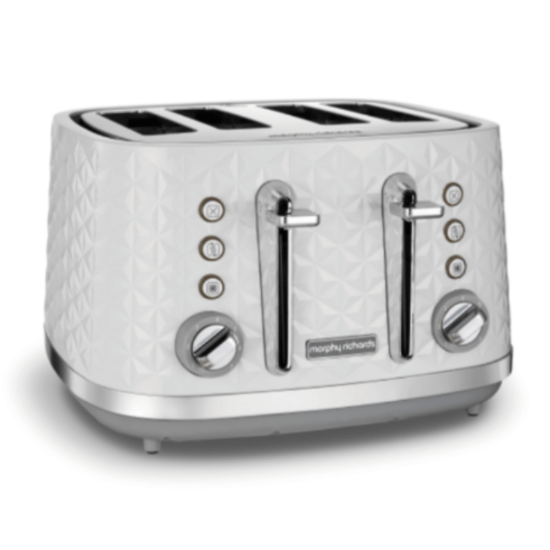 Morphy Richards TOASTER Morphy Richards Toaster 4 Slice Plastic White 7 Heat Settings 1600W Vector (6776481251417)