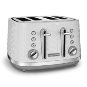Morphy Richards TOASTER Morphy Richards Toaster 4 Slice Plastic White 7 Heat Settings 1600W Vector (6776481251417)