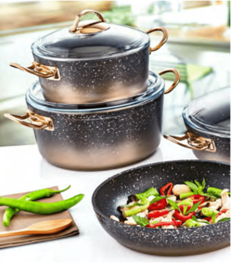 OMS POTS OMS Collection 7 Piece Non Stick Granite Cookware Pot Set (6946578104409)