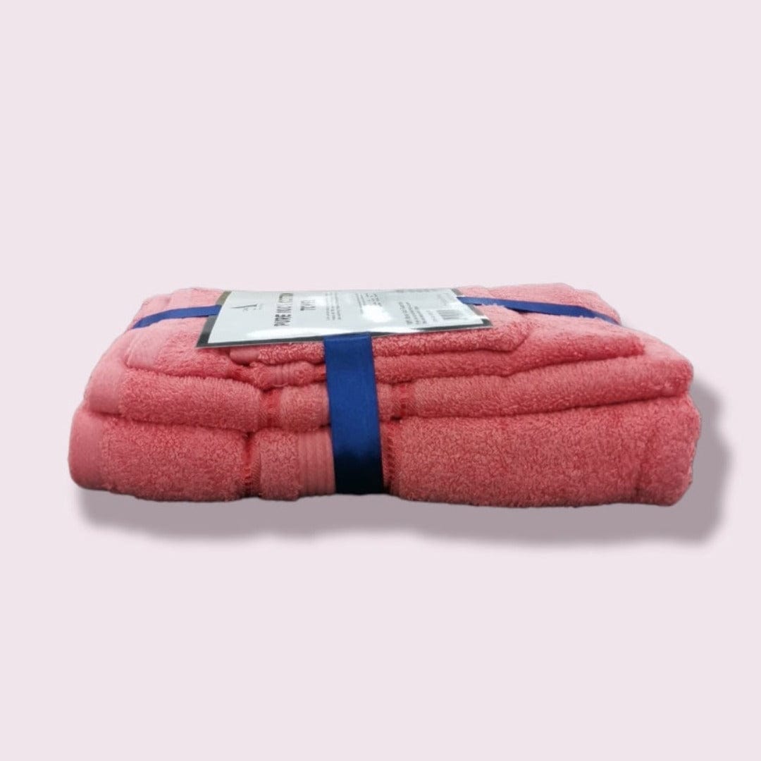 One Homechoice TOWEL Pure 100% Cotton Towels Set 4 Piece Leaving Coral (7226189414489)