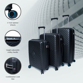 PAKLITE Luggage & Bags 3 PIECE SET Paklite Altitude 3 Piece Luggage set Black (6898779029593)