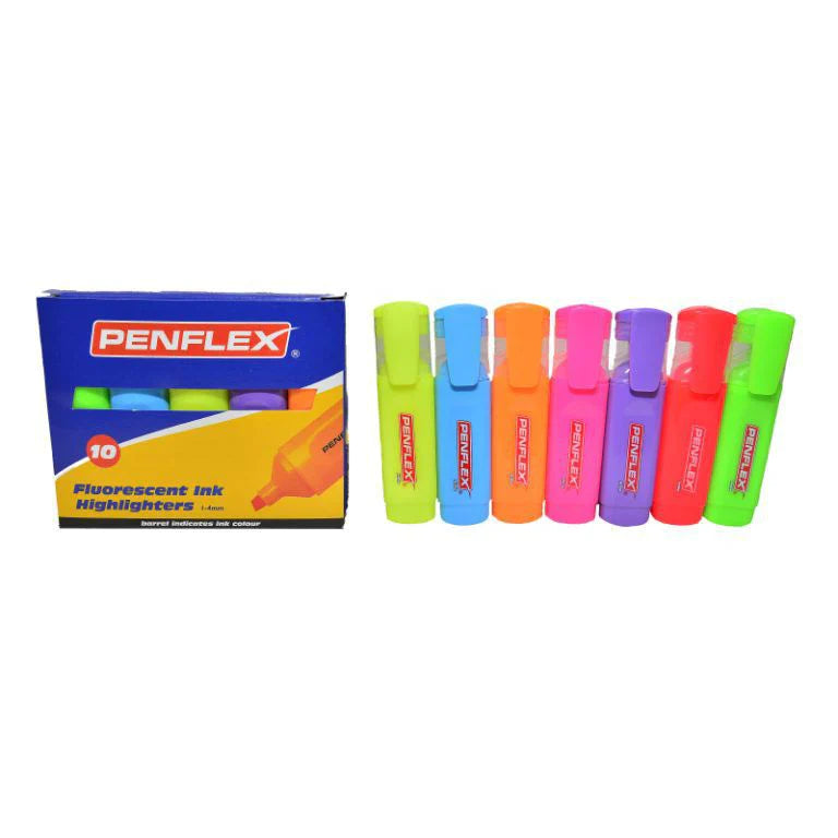 Penflex School Stationery Penflex highlighters 10s assorted (7211472191577)