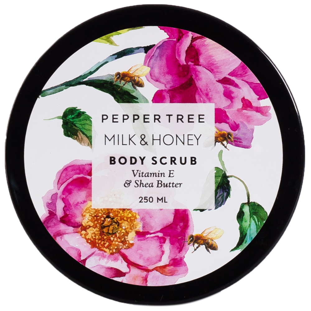 Pepper Tree SOAP DISH Body Essentials Milk & Honey Body Scrub 250ml (7225335808089)