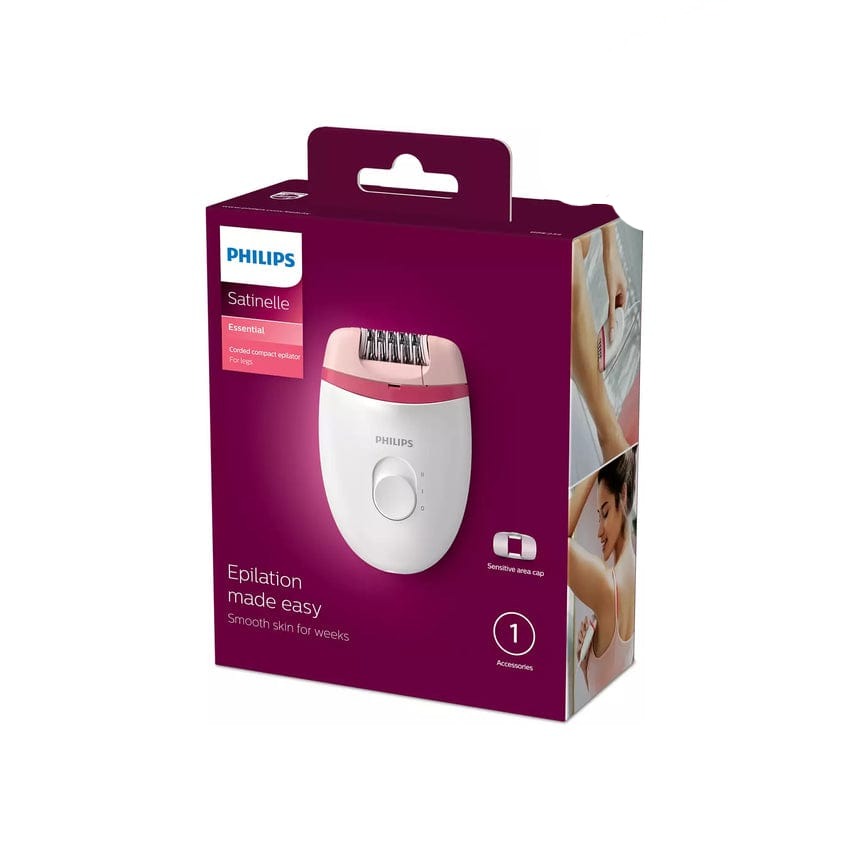Philips Clipper Philips Satinelle Essential Corded Compact Epilator White/pink BRE235/00 (7185343316057)
