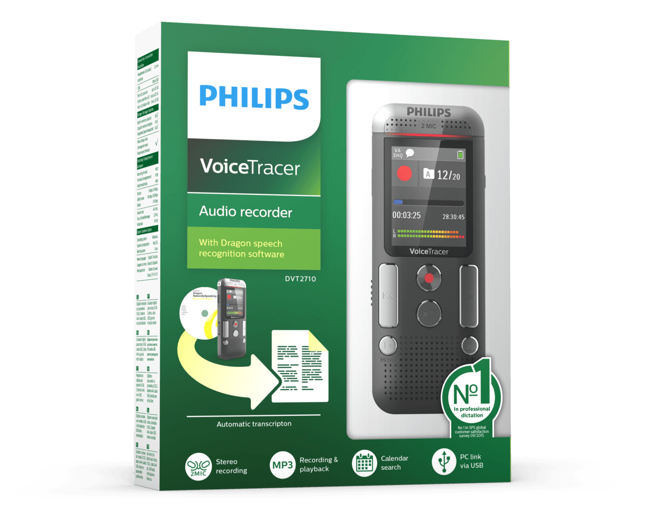 Philips Philips Digital Voice Recorder DVT2710 with Dragon Software (2131688718425)