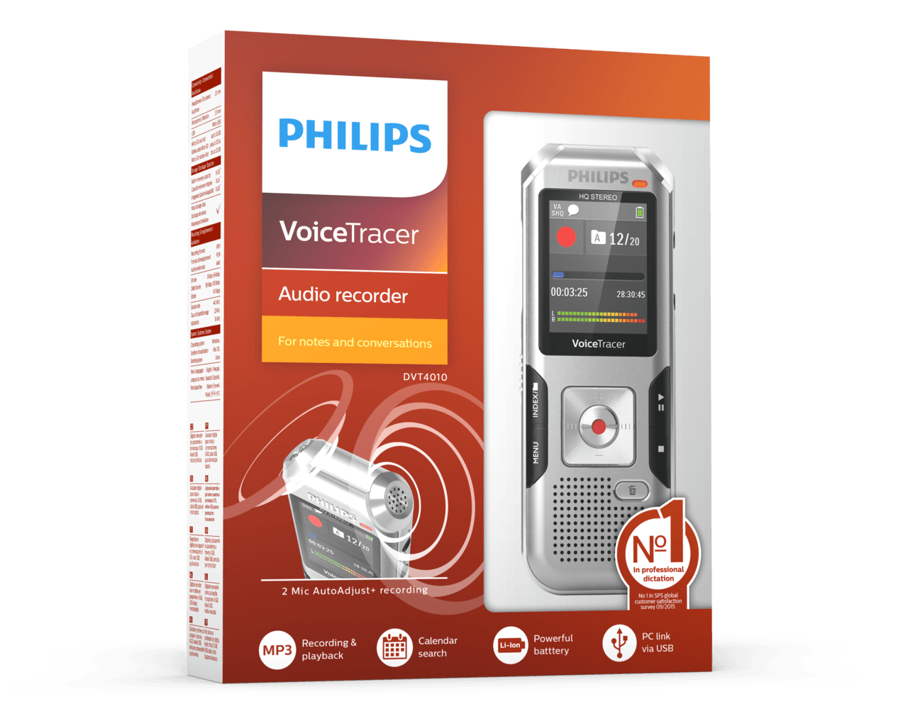 PHILIPS voice recorders Philips Digital Voice Recorder DVT4010 for Conversation (2131690258521)