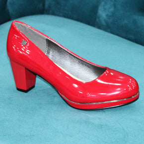 Pierre Cardin LADIES SHOES 4 Pierre Cardin Ladies Patent Mid Heel Court Shoes Red (6590979080281)