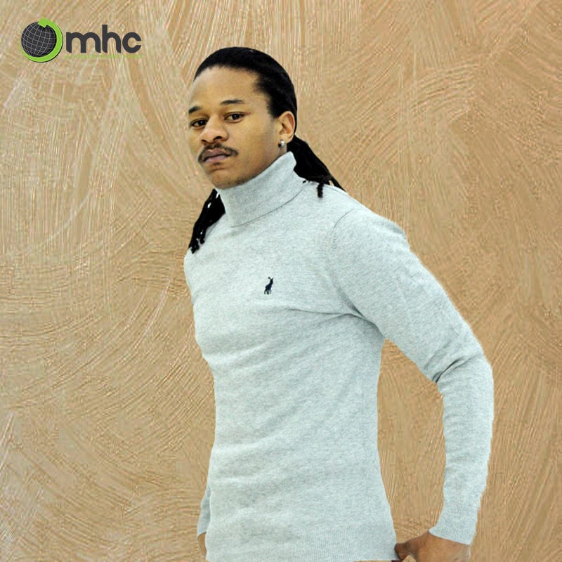 Polo Pull Over Polo Brad Merino Roll Neck Grey (6622712365145)