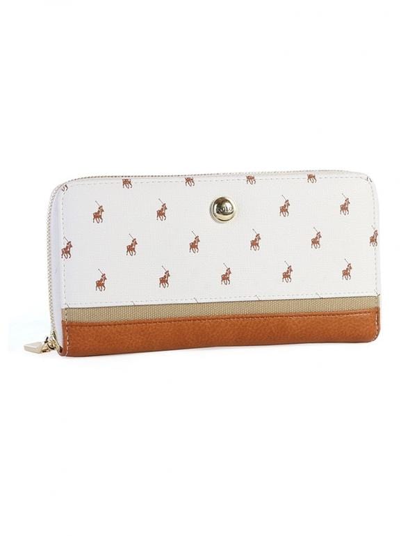 POLO PURSE WHITE Polo Heritage Ladies Zip Around Purse White (6557669982297)