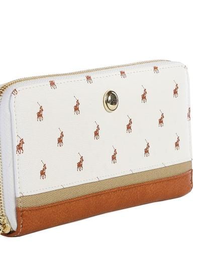 POLO PURSE WHITE Polo Heritage Ladies Zip Around Purse White (6557669982297)