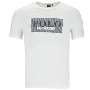 Polo T Shirt S Polo Print Flock Tee White (7131057193049)