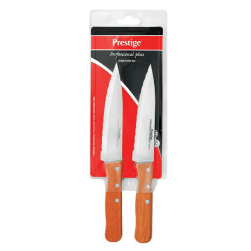 PRESTIGE Knife Prestige Wood Steak Knife Set Serrated Blade 2 Piece 09636 (2061843464281)