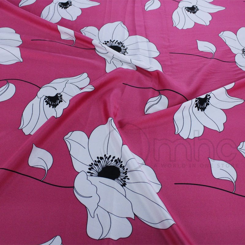 PRINTED ARMANI SATIN Dress Fabrics Pink Printed Armani Satin Fabric 150cm (7174385467481)