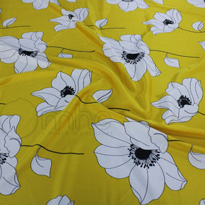 PRINTED ARMANI SATIN Dress Fabrics Yellow Printed Armani Satin Fabric 150cm (7174385467481)