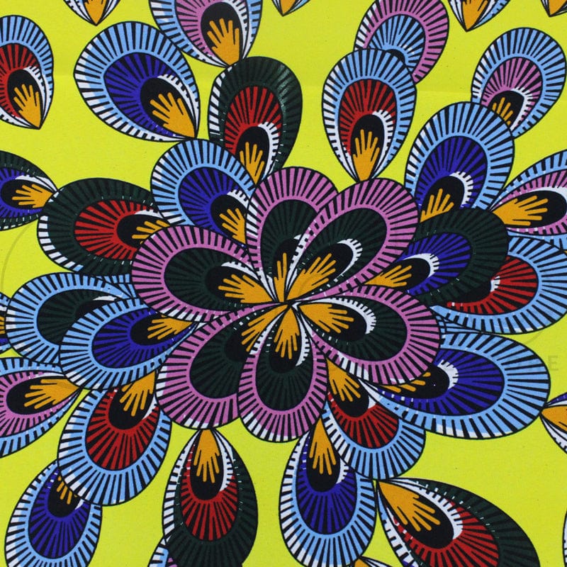 PRINTED MINI MATT Fabric Yellow Printed Mini Matt Peacock Fabric 150cm (7128300486745)