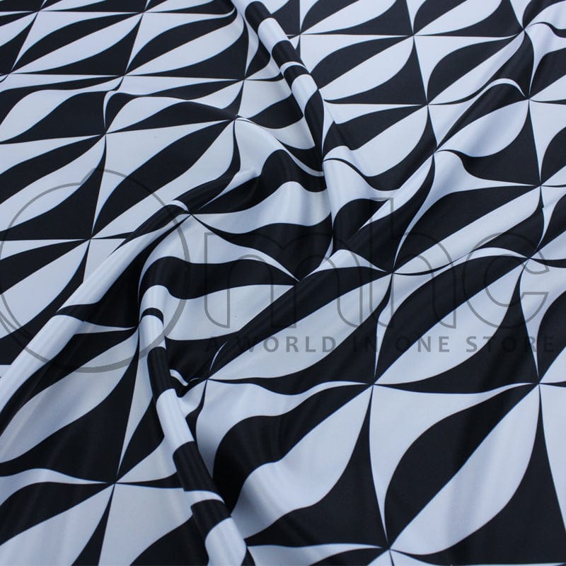 Printed Satin Dress Forms Black Printed Digital Duchess Satin Fabric 150cm (7076055220313)