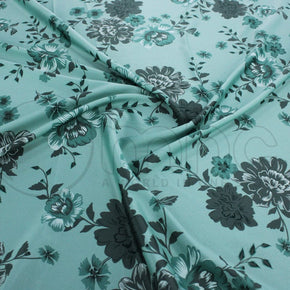 PRINTED SATIN Fabric Mint Printed 50D Dull Satin 140cm (7143095894105)