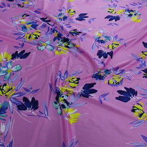 PRINTED SATIN Fabric Pink Printed 50D Dull Satin 140cm (7143096418393)