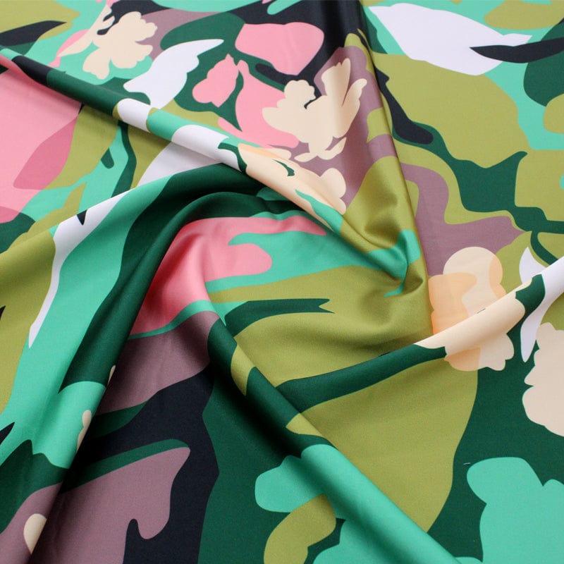 PRINTED SATIN Green\Olive Printed Morida Fabric 150 cm (6931599523929)