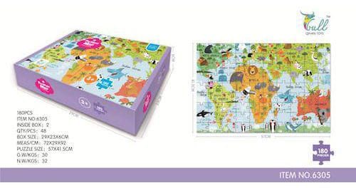 QMAN PUZZLE The World Map Puzzle Games 180 Piece 6305 (6998643998809)