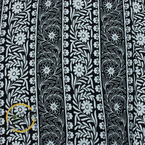RAYON Dresses Black Printed Rayon Slub Fabric 150 cm (6829091979353)