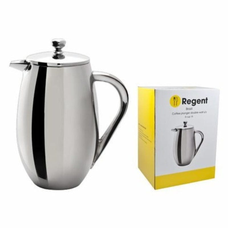 Regent COFFEE MAKER Regent Coffee Plunger Double Wall Stainless Steel Brazil 8 Cup, 1 Litre (6722534703193)