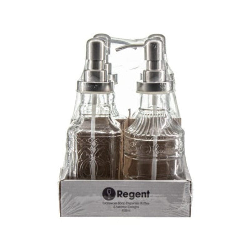Regent SALT & PEPPER Regent Glass Assorted Designs Soap Dispensers 4 Pieces 450ml 27182 (6995497189465)