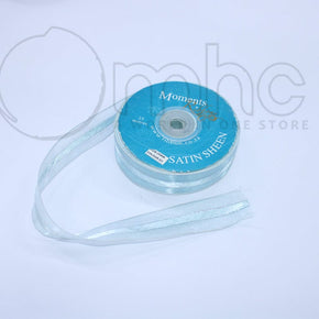 RIBBONS Habby Organza Satin Sheen Ribbon Aqua 15mm (7255347069017)