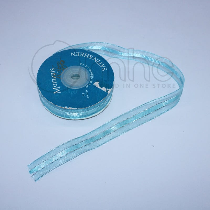 RIBBONS Habby Organza Satin Sheen Ribbon Aqua Blue 25mm (7255332028505)