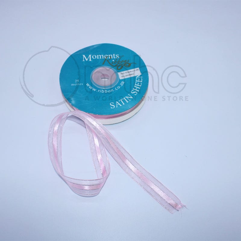 RIBBONS Habby Organza Satin Sheen Ribbon Baby Pink 15mm (7255335567449)