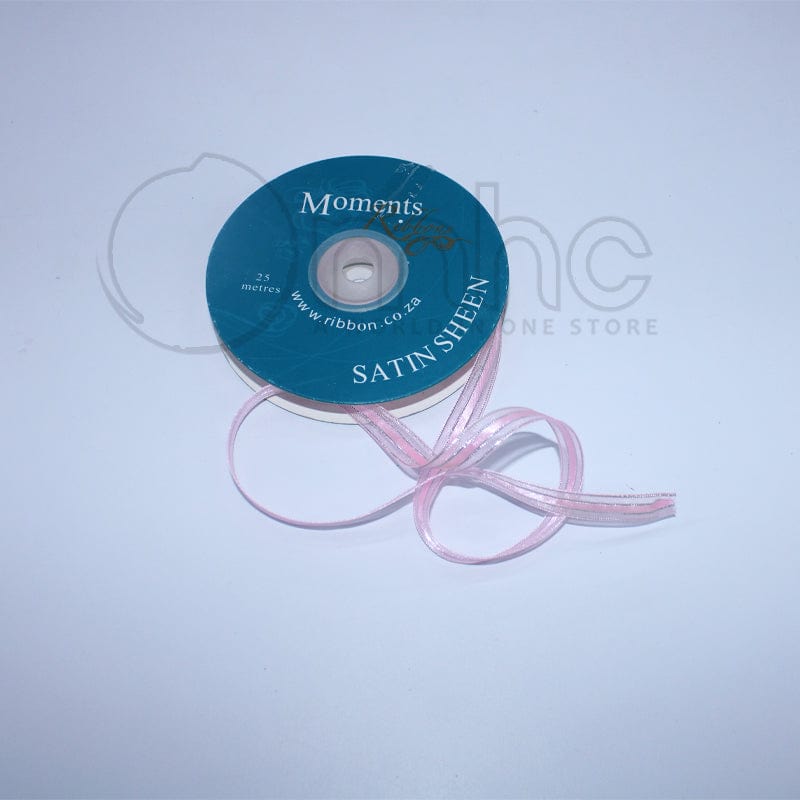 RIBBONS Habby Organza Satin Sheen Ribbon Baby Pink 6mm (7255336124505)