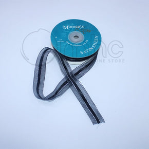 RIBBONS Habby Organza Satin Sheen Ribbon Black 25mm (7255330488409)
