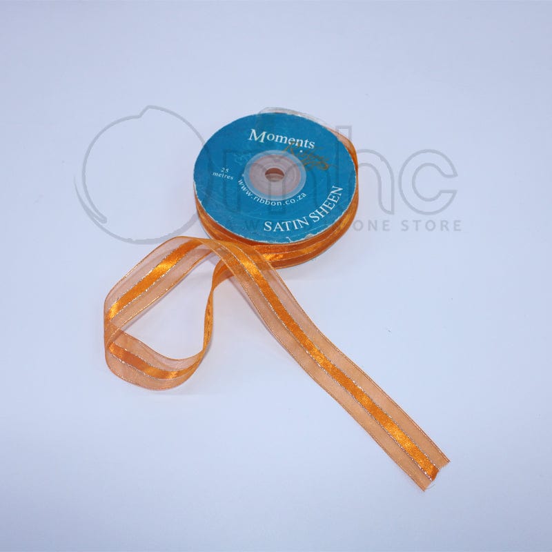 RIBBONS Habby Organza Satin Sheen Ribbon Orange 25mm (7255328194649)