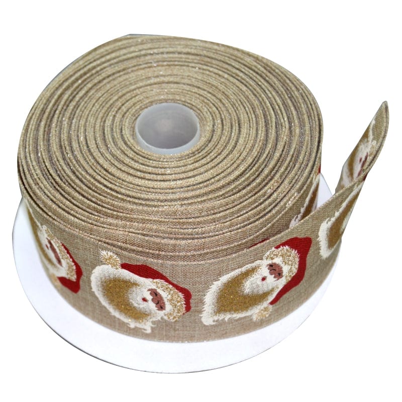 RIBBONS Habby Ribbons Wired Natural Father Xmas Print (2061832192089)