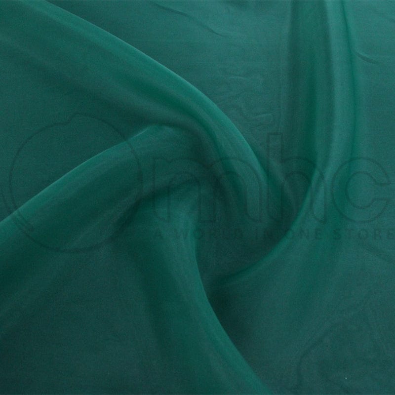 SATIN Dress Fabrics Emerald Green Satin Organdy Fabric 145cm (7241169043545)