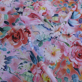 SCUBA Dress Fabrics Printed  Floral Scuba Fabric Peach 150cm (7256342200409)