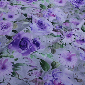 SCUBA Dress Fabrics Printed Floral Scuba Fabric Purple 150cm (7256340496473)