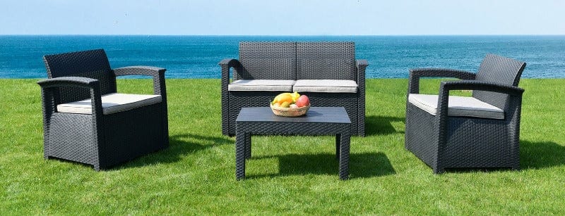 SEAGULL Outdoors Seagull Romano Table & Chair Set 4 Seater Grey (4739046834265)