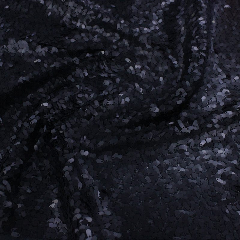 SEQUINS Dress Fabrics Black Hello Dull Sequin Fabric 120cm (7263441322073)