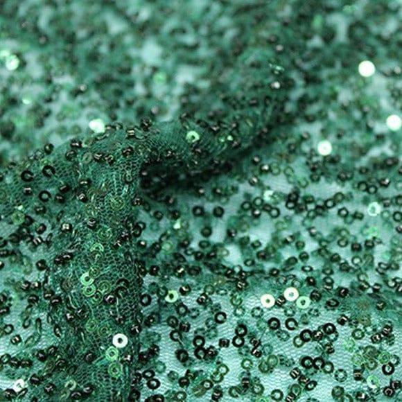 SEQUINS Dress Fabrics French Beaded Spangle Lace Bottle Green (4781890404441)