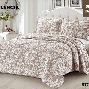 SIMON BAKER BEDSPREAD Queen: 250x270cms plus 2 Pillowcases Simon Baker Valencia Jacquard Bedspread Stone (6595070492761)