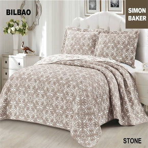 SIMON BAKER BEDSPREAD Simon Baker Bilbao Jacquard Bedspread Stone (6595028910169)