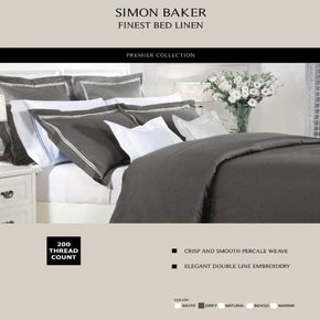 SIMON BAKER Duvet Cover Queen Duvet Cover Set Grey Simon Baker 200 Thread Count Cotton Satin Stitched Duvet Cover Set Grey (2061830291545)