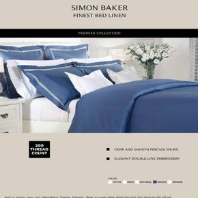 SIMON BAKER Duvet Cover Queen Duvet Cover Set Indigo Simon Baker 200 Thread Count Cotton Satin Stitched Duvet Cover Set Indigo (6596019683417)