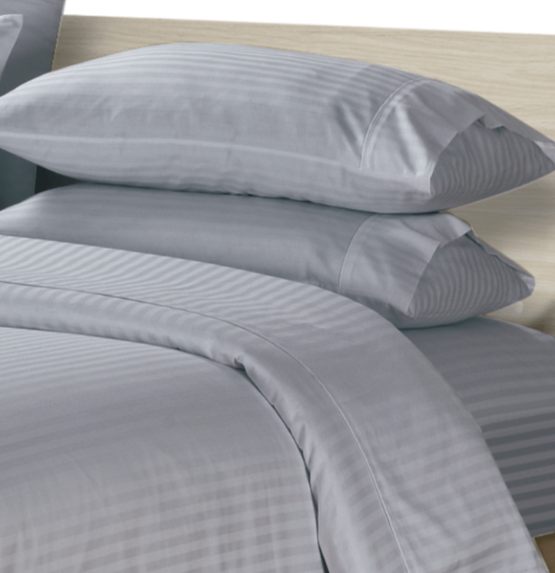 SIMON BAKER Duvet Cover Simon Baker 250 Thread Count Egyptian Cotton Stripe Duvet Cover Set Silver (6596034789465)