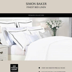 SIMON BAKER Duvet Cover Super King Duvet Cover Set White Simon Baker 200 Thread Count Cotton Satin Stitched Duvet Cover Set White (6596022370393)