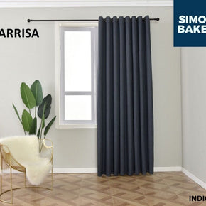 SIMON BAKER EYELET CURTAIN Larrisa Indigo 265 X 218 CM Simon Baker Larrisa Indigo Ready Made Eyelet Curtain (6596519067737)