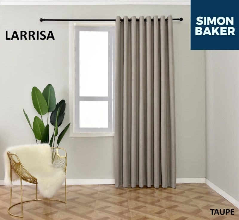 SIMON BAKER EYELET CURTAIN Larrisa Taupe 265 X 218 CM Simon Baker Larrisa Taupe Ready Made Eyelet Curtain (6596522311769)